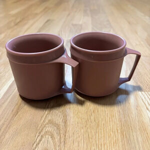Aladdin Set of 2 VTG Retro Synergetics Double Wall Insulated Mugs Cups STACKABLE